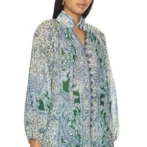 NWT Zimmerman Floral Green and Blue Women's Top